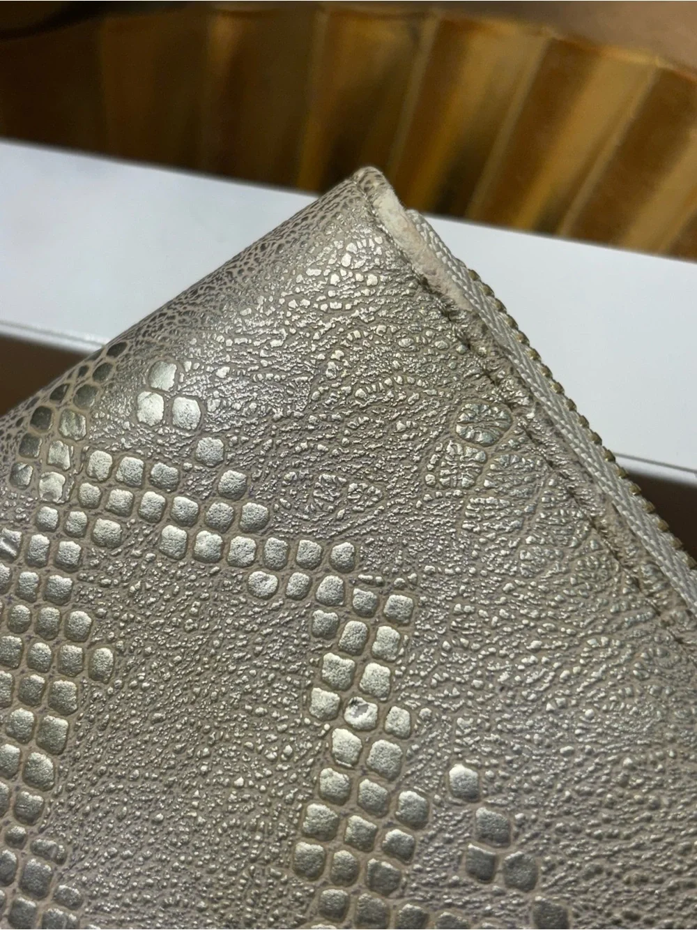 Gold Snake-Embossed Zip Wristlet Wallet - Unbranded